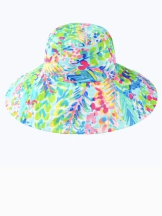 New Lilly Pulitzer Catch The Wave Multi Hat Beach Sun NWT